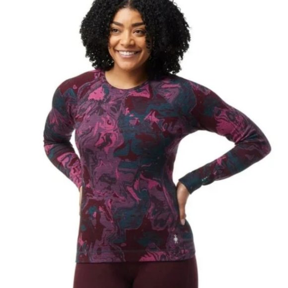 Smartwool 250 Long Sleeve Base Layer Pattern Crew Twilight Blue Marble - Picture 1 of 7